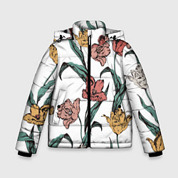 Зимняя куртка для мальчика Цветы Разноцветные Тюльпаны