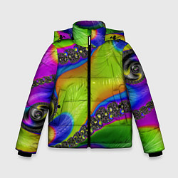 Куртка зимняя для мальчика Кислотный фрактал Абстракция, цвет: 3D-черный