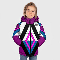 Куртка зимняя для мальчика Геометрические фигуры в бордовых и розовый тонах с, цвет: 3D-черный — фото 2