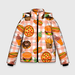Зимняя куртка для мальчика PIZZA DONUT BURGER FRIES ICE CREAM pattern