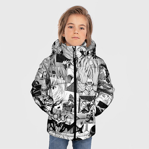 Зимняя куртка для мальчика Евангелион паттерн / 3D-Черный – фото 3