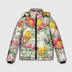 Куртка зимняя для мальчика Цветы Майские Герберы, цвет: 3D-красный