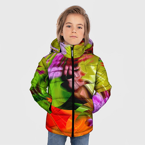 Зимняя куртка для мальчика Разноцветная абстрактная композиция Лето Multi-col / 3D-Черный – фото 3