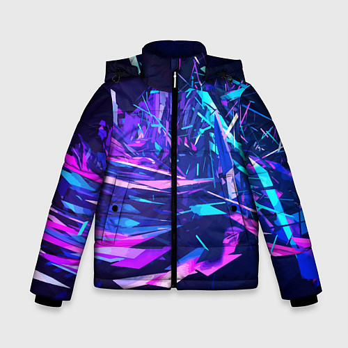 Зимняя куртка для мальчика Абстрактная неоновая композиция Abstract neon comp / 3D-Светло-серый – фото 1