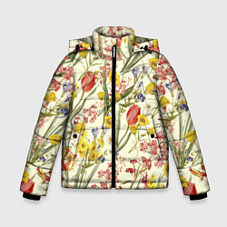 Зимняя куртка для мальчика Цветы Весенние Тюльпаны