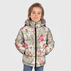 Куртка зимняя для мальчика Цветы Ностальгические Белые Лилии, цвет: 3D-черный — фото 2