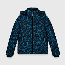 Зимняя куртка для мальчика Синие розы-цветочный узор