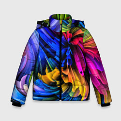 Куртка зимняя для мальчика Абстрактная неоновая композиция Abstract neon comp, цвет: 3D-красный