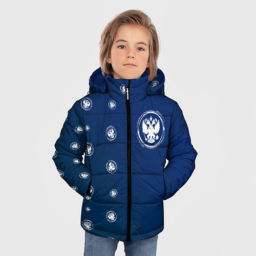 Зимняя куртка для мальчика РОССИЯ - ГЕРБ - Градиент / 3D-Черный – фото 3