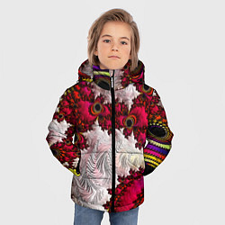 Куртка зимняя для мальчика Наикрутейший психоделический абстрактный фрактальн, цвет: 3D-светло-серый — фото 2