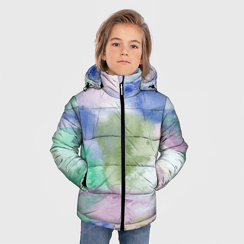 Зимняя куртка для мальчика Акварельная текстура / 3D-Черный – фото 3