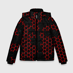 Зимняя куртка для мальчика НАНОКОСТЮМ Black and Red Hexagon Гексагоны