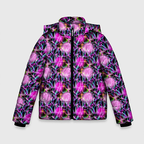 Зимняя куртка для мальчика Абстрактные мыльные пузыри / 3D-Светло-серый – фото 1
