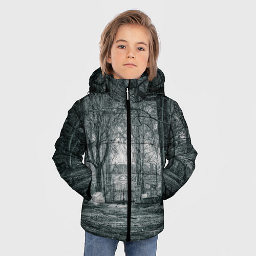 Зимняя куртка для мальчика Мрачный особняк / 3D-Черный – фото 3