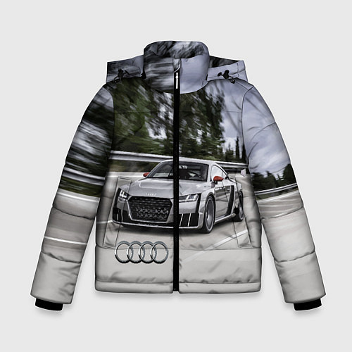 Зимняя куртка для мальчика Ауди на скоростном шоссе Audi on the expressway / 3D-Светло-серый – фото 1