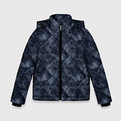 Куртка зимняя для мальчика Темный серо-синий узор деревянного паркета, цвет: 3D-светло-серый