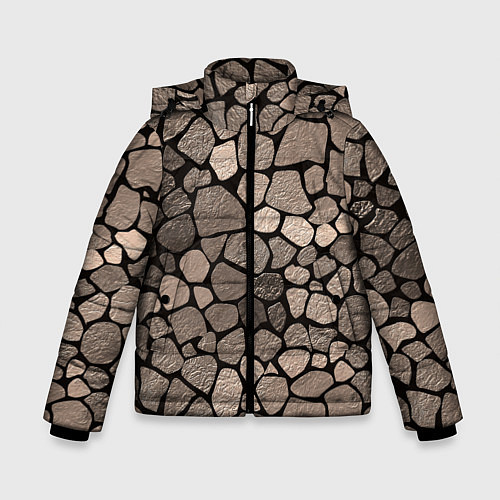 Зимняя куртка для мальчика Черно-коричневая текстура камня / 3D-Светло-серый – фото 1