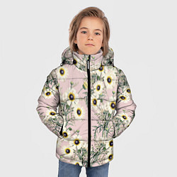Куртка зимняя для мальчика Цветы Летние Ромашки, цвет: 3D-светло-серый — фото 2