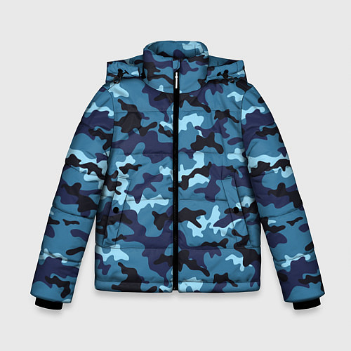 Зимняя куртка для мальчика Камуфляж Тёмно-Синий Camouflage Dark-Blue / 3D-Светло-серый – фото 1