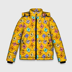 Куртка зимняя для мальчика Цветные котики и лапки, цвет: 3D-красный