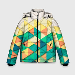 Куртка зимняя для мальчика Цветные объемные треугольники, цвет: 3D-светло-серый