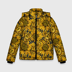 Куртка зимняя для мальчика Цветы Подсолнечники, цвет: 3D-красный