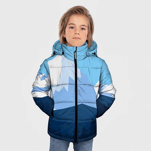Зимняя куртка для мальчика Горы, лес, канатная дорога / 3D-Черный – фото 3