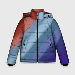 Куртка зимняя для мальчика Полосатый коричнево-голубой паттерн, цвет: 3D-черный