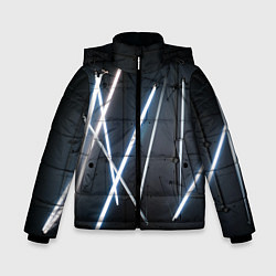 Куртка зимняя для мальчика Неоновые лампы во тьме - Голубой, цвет: 3D-черный