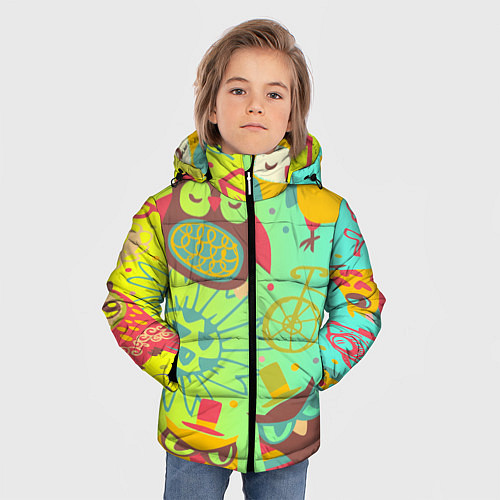 Зимняя куртка для мальчика Весёлые совы / 3D-Черный – фото 3