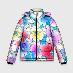 Куртка зимняя для мальчика Летний цветочный паттерн Fashion trend 2025, цвет: 3D-светло-серый