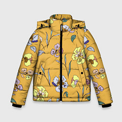 Зимняя куртка для мальчика Цветы Нарисованные На Золотом Фоне