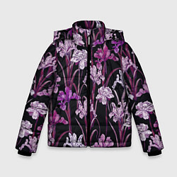 Зимняя куртка для мальчика Цветы Фиолетовые Ирисы