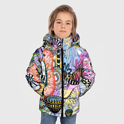 Куртка зимняя для мальчика Подводный цветочно коралловый мир, цвет: 3D-черный — фото 2