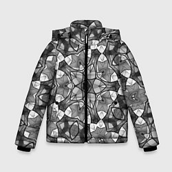 Зимняя куртка для мальчика Черно-белый геометрический мозаичный узор
