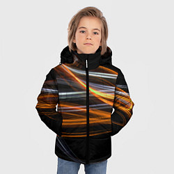 Куртка зимняя для мальчика Волнообразные линии неона - Оранжевый, цвет: 3D-черный — фото 2
