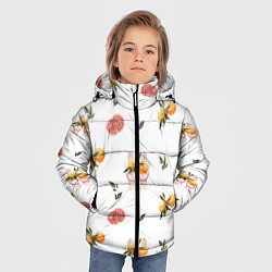 Куртка зимняя для мальчика Узор Руки и Апельсины, цвет: 3D-светло-серый — фото 2