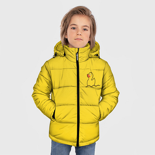Зимняя куртка для мальчика Уточка плывет / 3D-Черный – фото 3