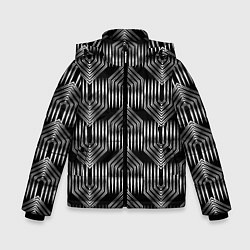 Куртка зимняя для мальчика Геометрический узор арт-деко черно-белый, цвет: 3D-черный