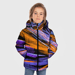 Куртка зимняя для мальчика Неоновые прерывающиеся линии - Оранжевый и фиолето, цвет: 3D-черный — фото 2