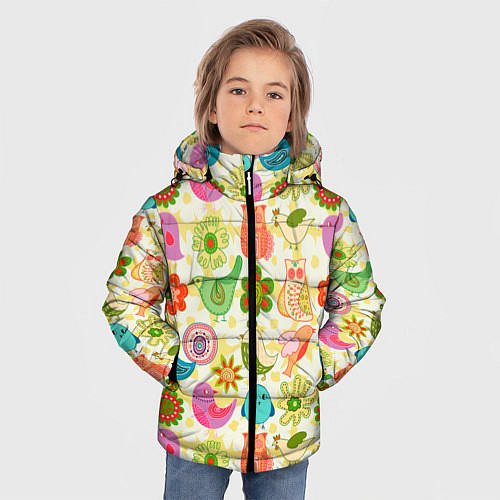 Зимняя куртка для мальчика COLORFUL BIRDS / 3D-Светло-серый – фото 3