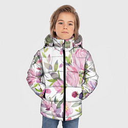 Куртка зимняя для мальчика Летний красочный паттерн из цветков розы и ягод еж, цвет: 3D-красный — фото 2