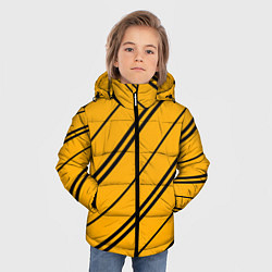 Куртка зимняя для мальчика Полосы желтые черные, цвет: 3D-светло-серый — фото 2