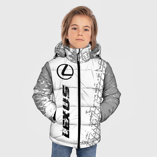 Зимняя куртка для мальчика Lexus Speed на светлом фоне со следами шин / 3D-Черный – фото 3