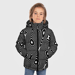 Куртка зимняя для мальчика Чёрно-белая стилизованная поверхность воды Wave pa, цвет: 3D-черный — фото 2