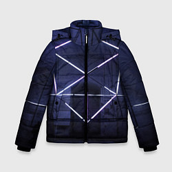 Куртка зимняя для мальчика Неоновый прерывистый куб во тьме - Фиолетовый, цвет: 3D-светло-серый