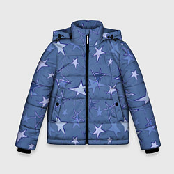 Куртка зимняя для мальчика Gray-Blue Star Pattern, цвет: 3D-черный