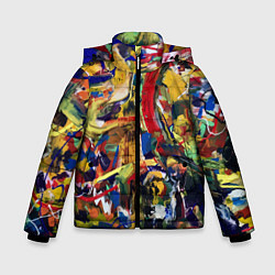 Куртка зимняя для мальчика Смелые экспрессивные мазки краски, цвет: 3D-светло-серый