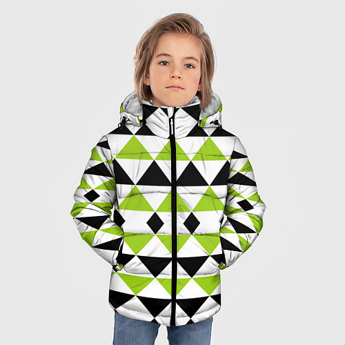 Зимняя куртка для мальчика Geometric shapes triangles треугольники / 3D-Черный – фото 3