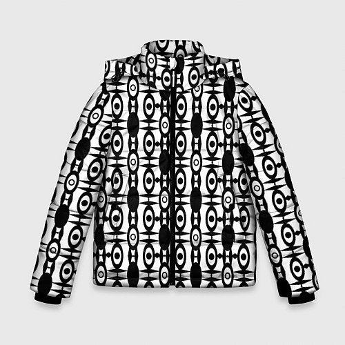 Зимняя куртка для мальчика Черно-белый современный узор / 3D-Светло-серый – фото 1